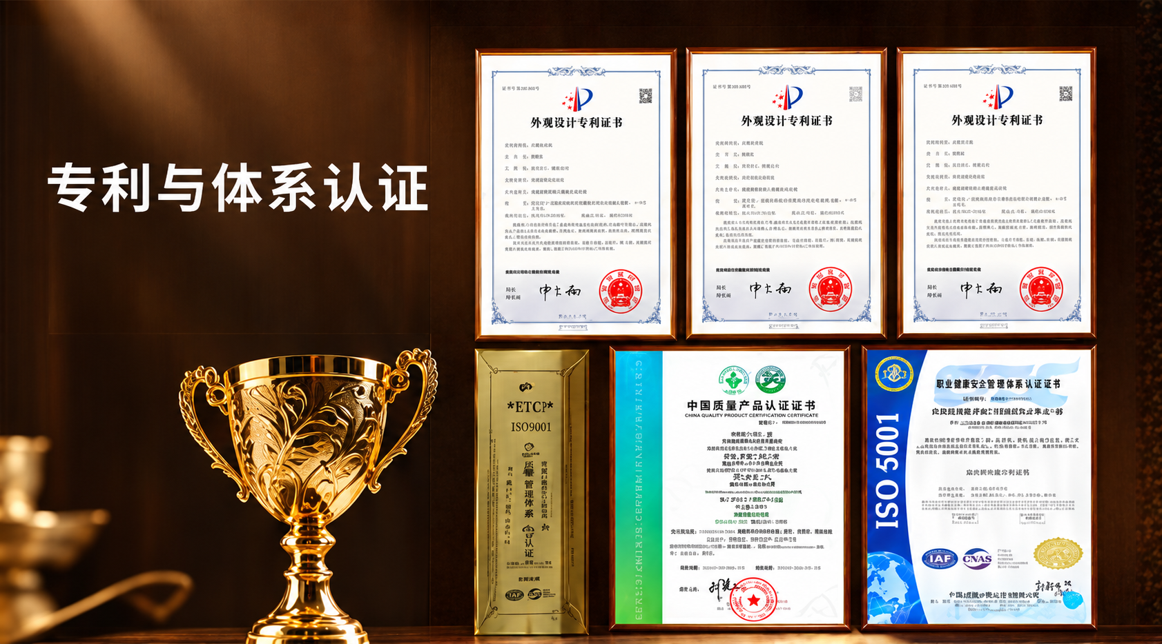 客户提供的专利及体系认证展示